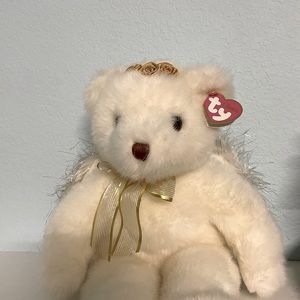 2001 Ty plush teddy bear 14’ white angel